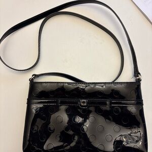 2004-2008 Kate Spade New York Black Patent Polka Dot Shoulder Bag Y2K